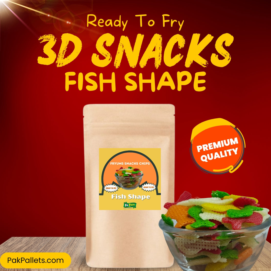 3D Fryums Ready-to-Fry 3D Papad Snacks ( Fish Shape ) 500 Grams