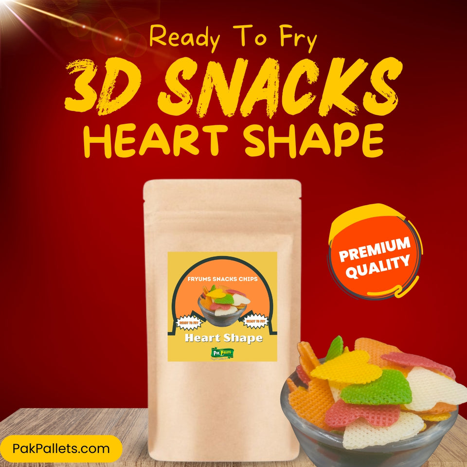 3D Fryums Ready-to-Fry 3D Papad Snacks ( Heart Shape ) 500 Grams