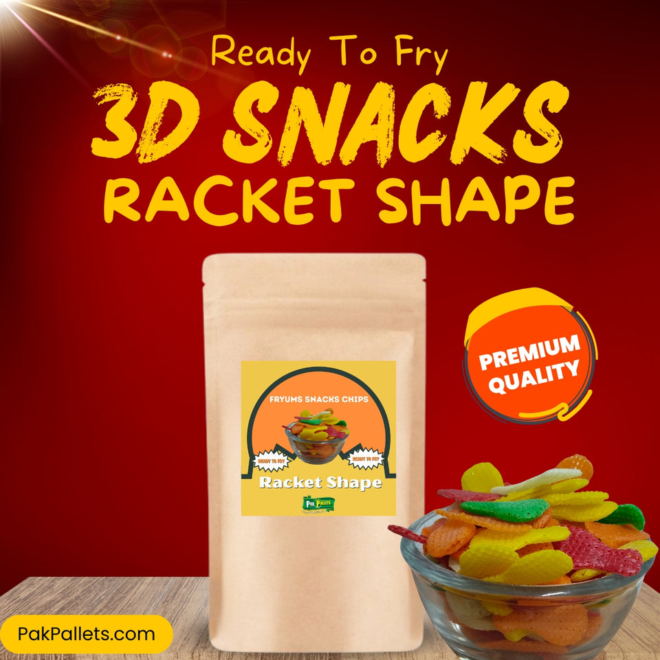 3D Fryums Ready-to-Fry 3D Papad Snacks ( racket Shape ) 500 Grams