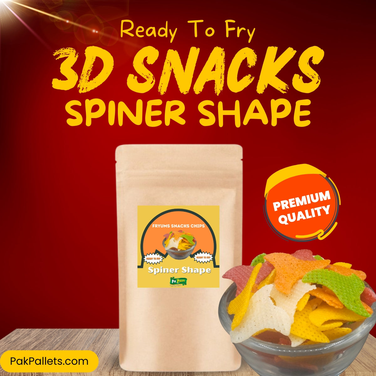3D Fryums Ready-to-Fry 3D Papad Snacks ( Spiner Shape ) 500 Grams – Pak ...