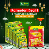 "Ramzan Deal 1" Purchase 5 Ready-to-Fry Pani Puri and Get 1 Free Jalapeno Masala Snacks